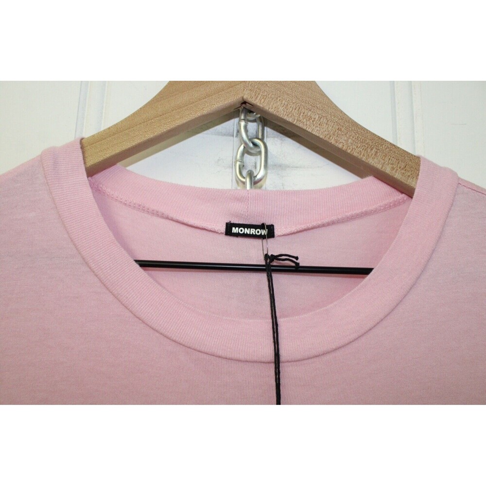 Monrow Revolve Women's Pink Tucked Front Short Sleeve‎ T-Shirt Dress Size Small - Picture 4 of 10